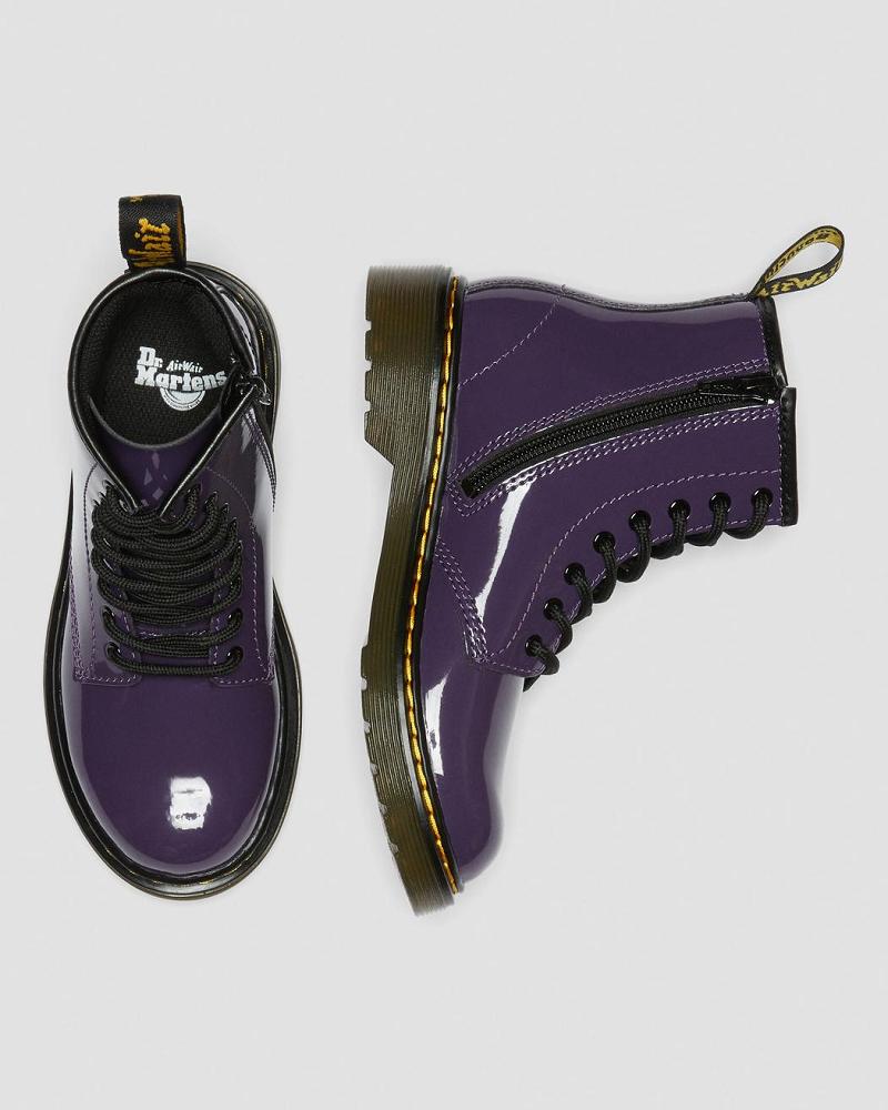 Kids' Dr Martens Junior 1460 Patent Leather Lace Up Boots Purple | AU 686EBC